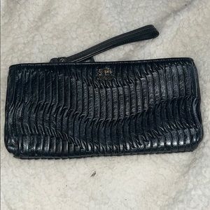 Coach pleated leather wristlet